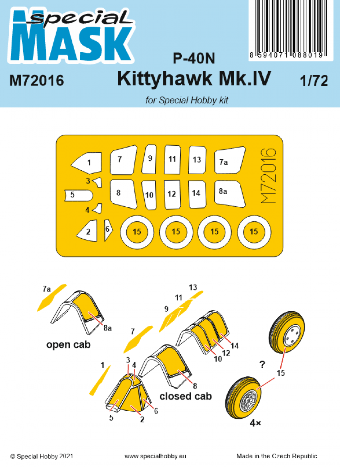 Special Hobby M72016 1/72 P-40N/Kittyhawk Mk.IV Mask (9120475316461)