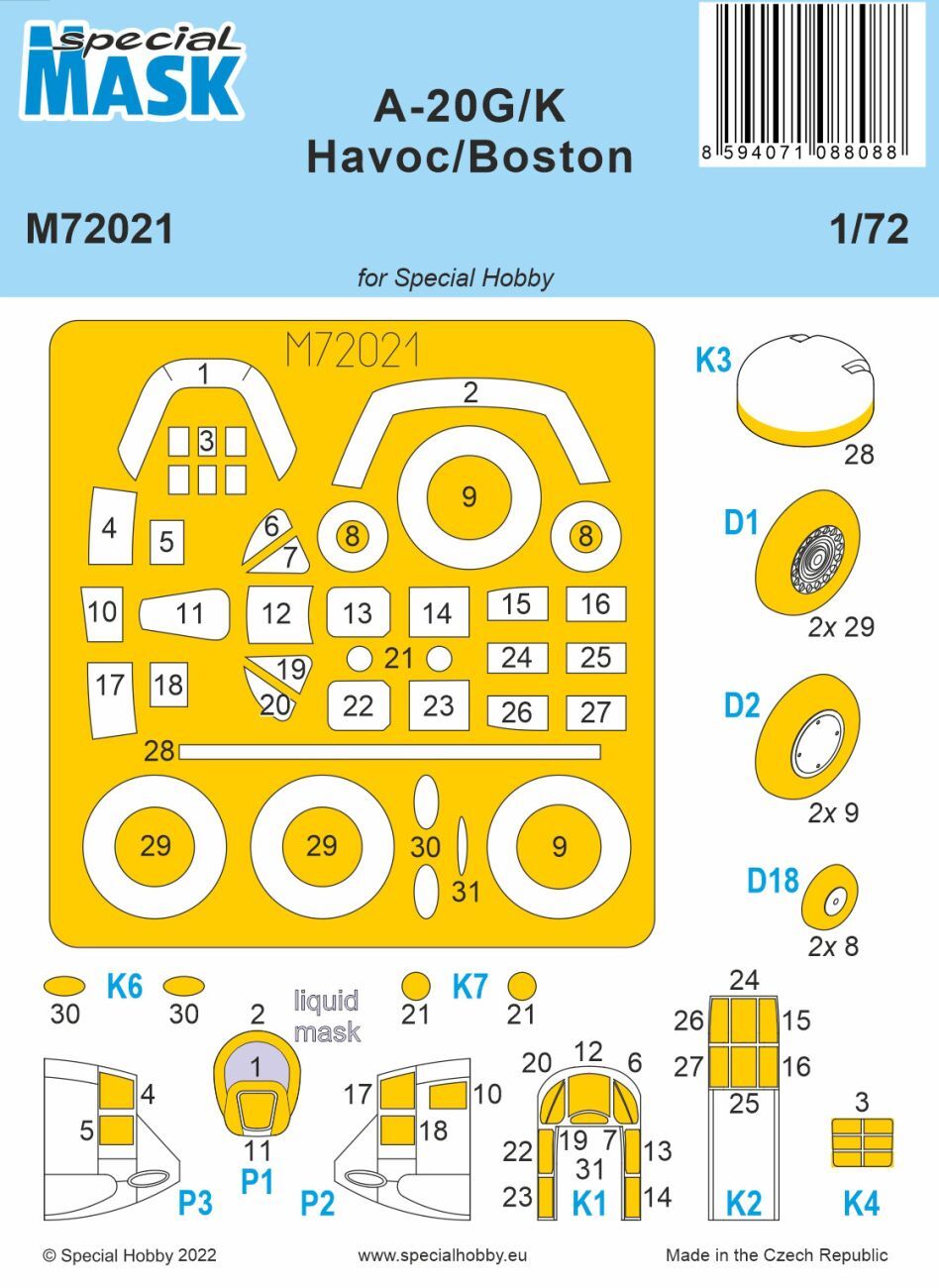 Special Hobby M72021 1/72 A-20G/K Havoc/Boston  MASK (9120475545837)