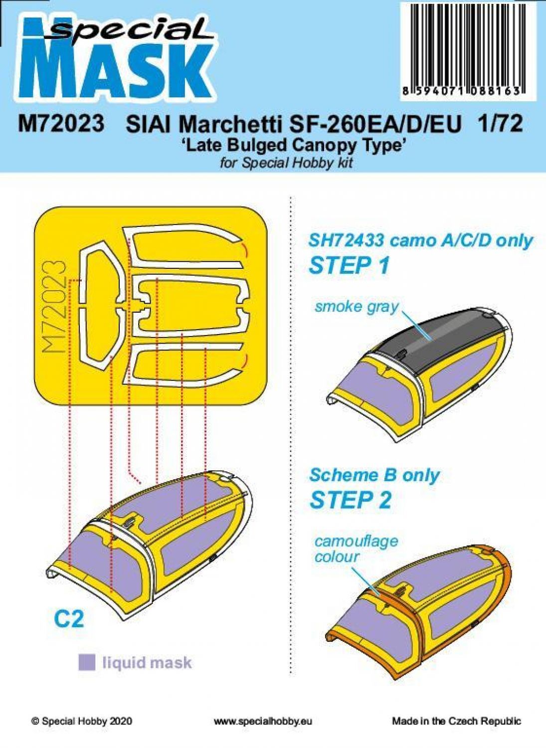 Special Hobby M72023 1/72 SIAI-Marchetti SF-260EA/D/EU Late Bulged Canopy Type Mask (9120475644141)