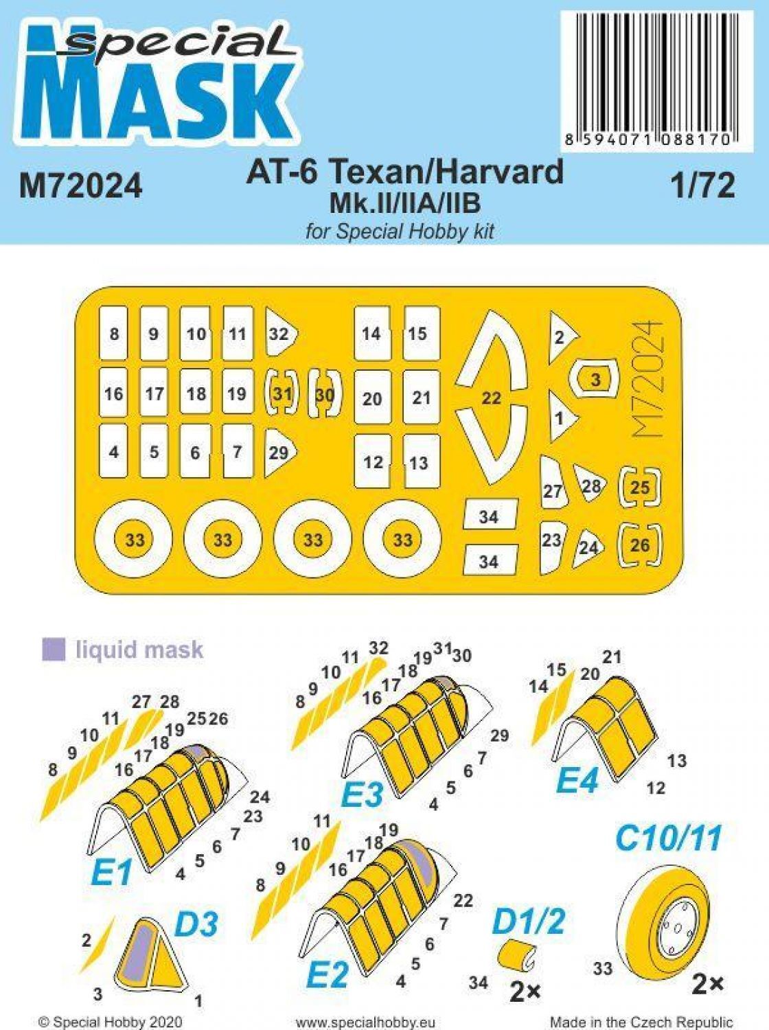 Special Hobby M72024 1/72 AT-6 Texan/Harvard Mk.II/IIA/IIB Mask (9120475676909)