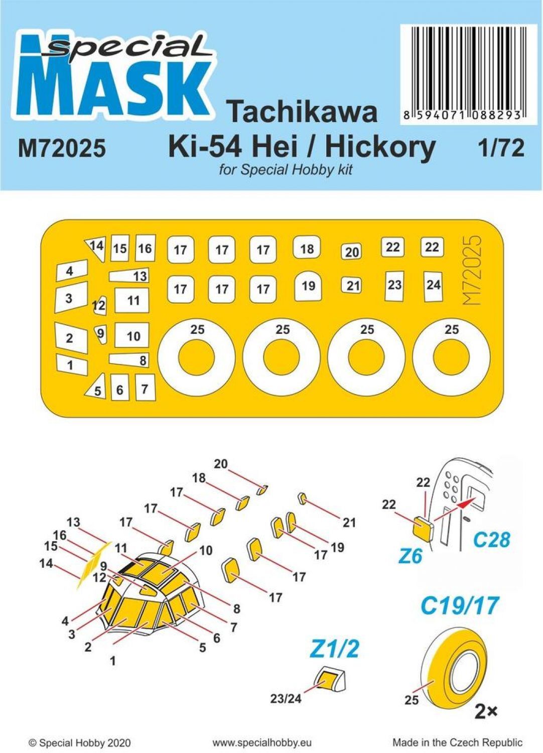Special Hobby M72025 1/72 Tachikawa Ki-54 Hei  / Hickory MASK (9120475709677)