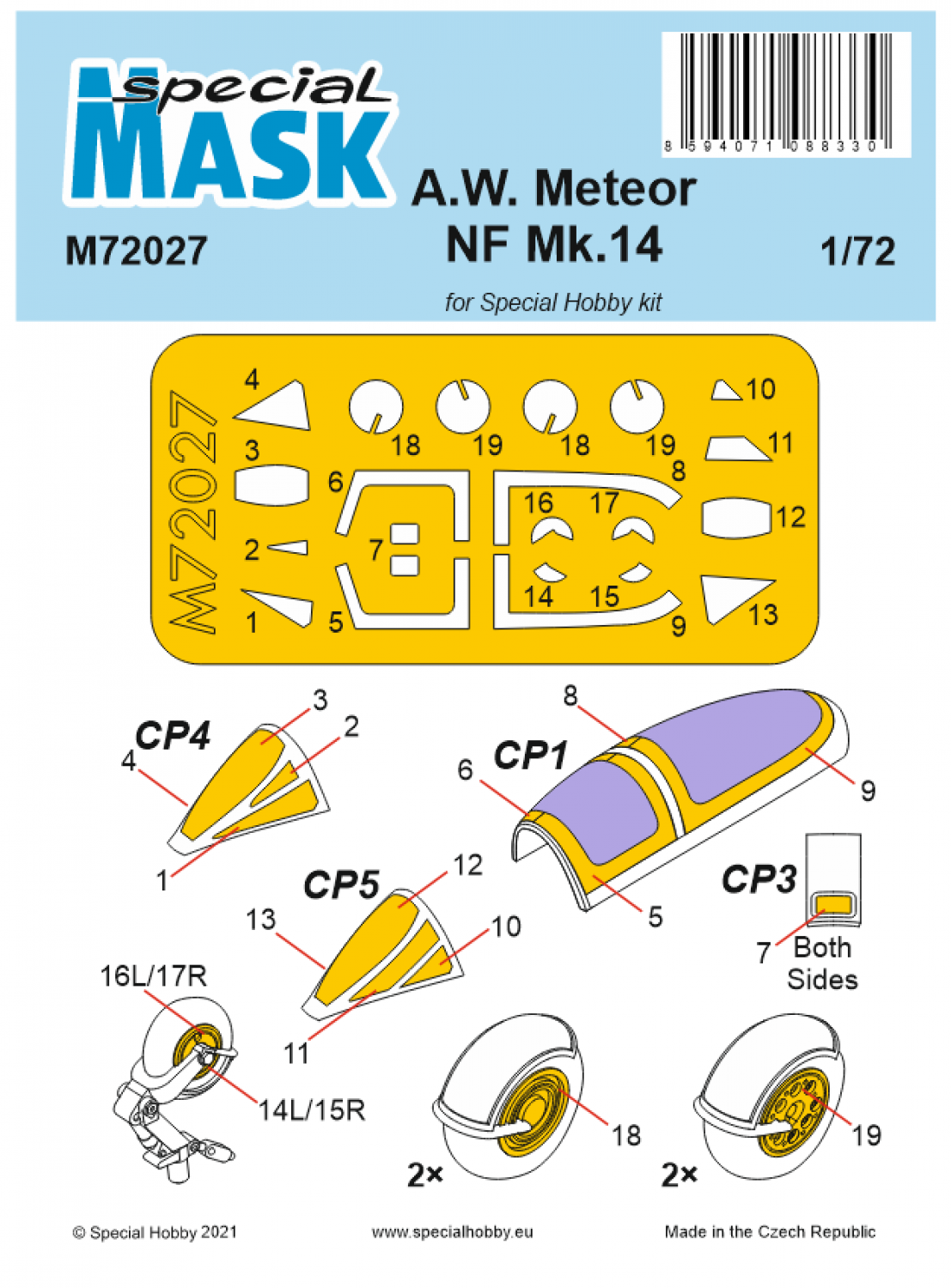 Special Hobby M72027 1/72 A.W. Meteor NF Mk.14 Mask (9120475807981)