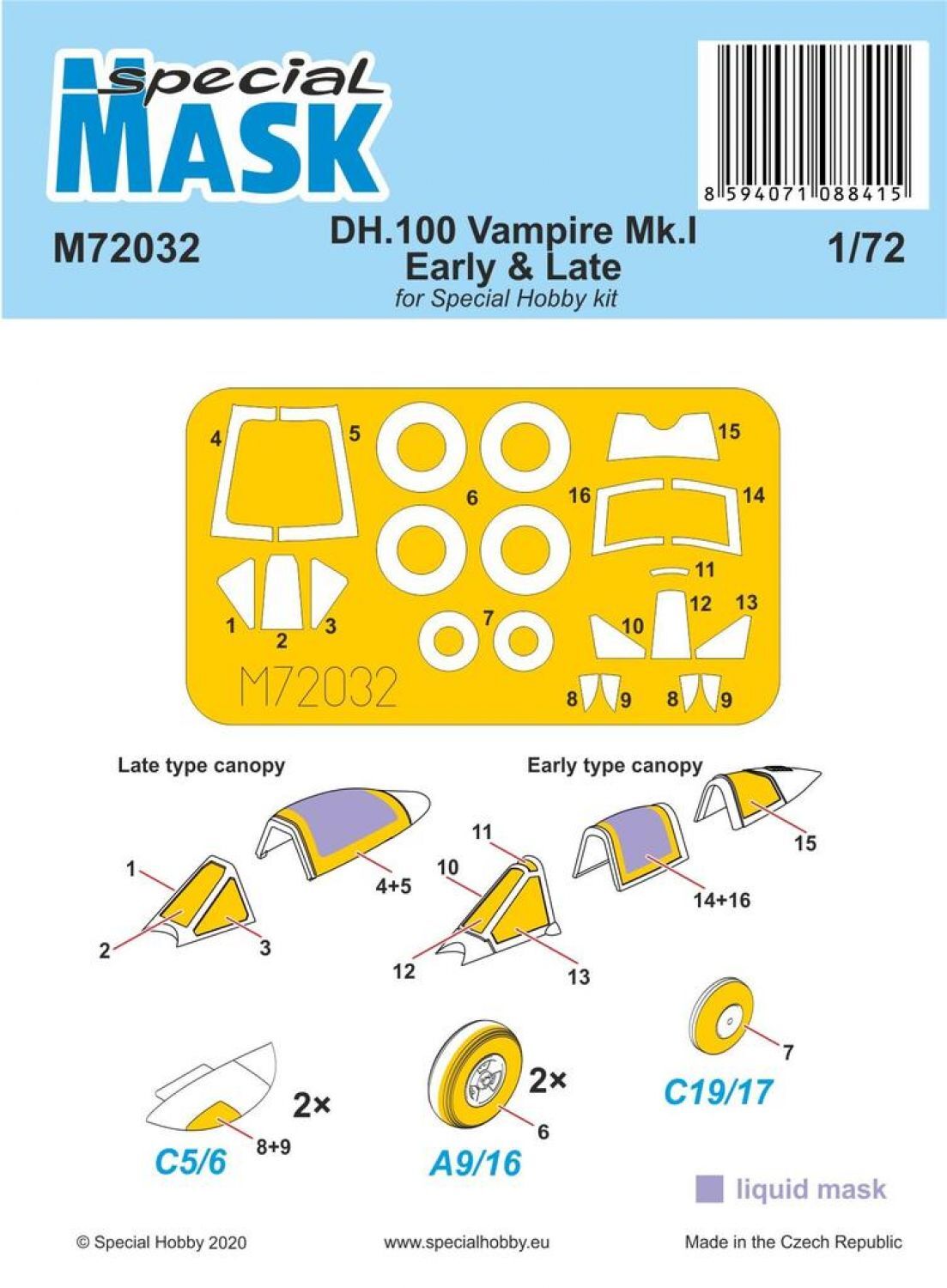 Special Hobby M72032 1/72 DH.100 Vampire Mk.I Early & Late MASK (9120475906285)