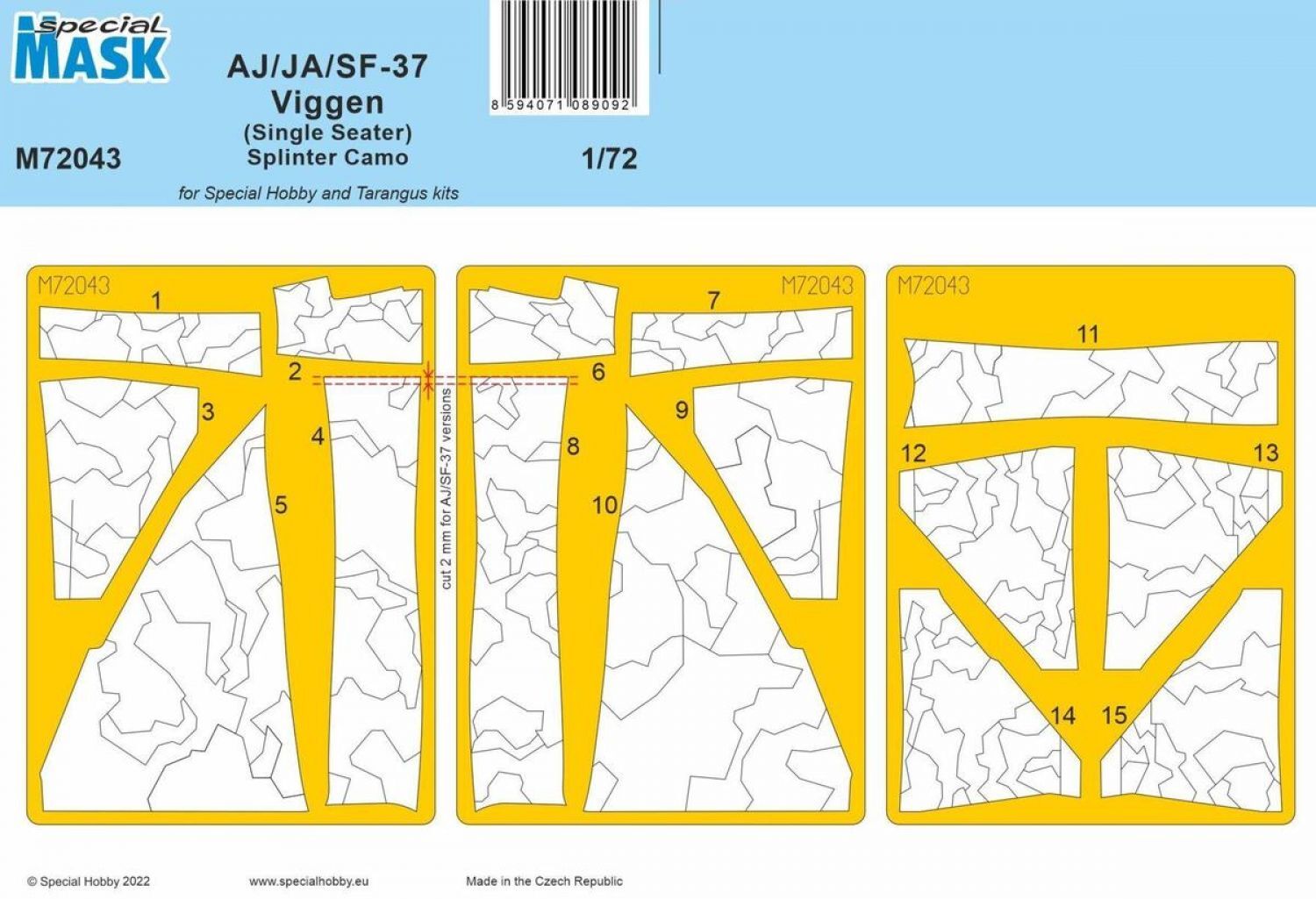 Special Hobby M72043 1/72  AJ/JA/SF-37 Viggen (Single Seater) Splinter Camo MASK (9120476070125)