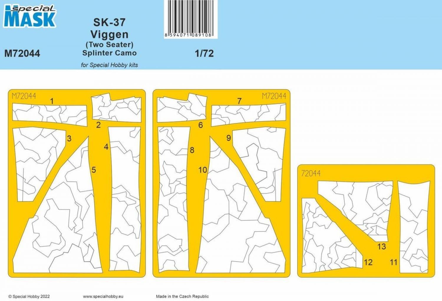 Special Hobby M72044 1/72 SK-37 Viggen (Two Seater) Splinter Camo MASK (9120476135661)