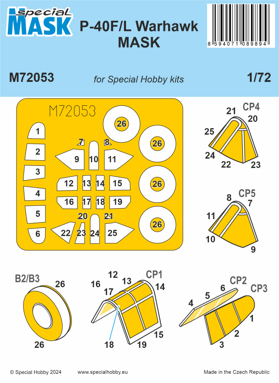 Special Hobby M72053 1/72 P-40F/L Warhawk MASK (9120476463341)