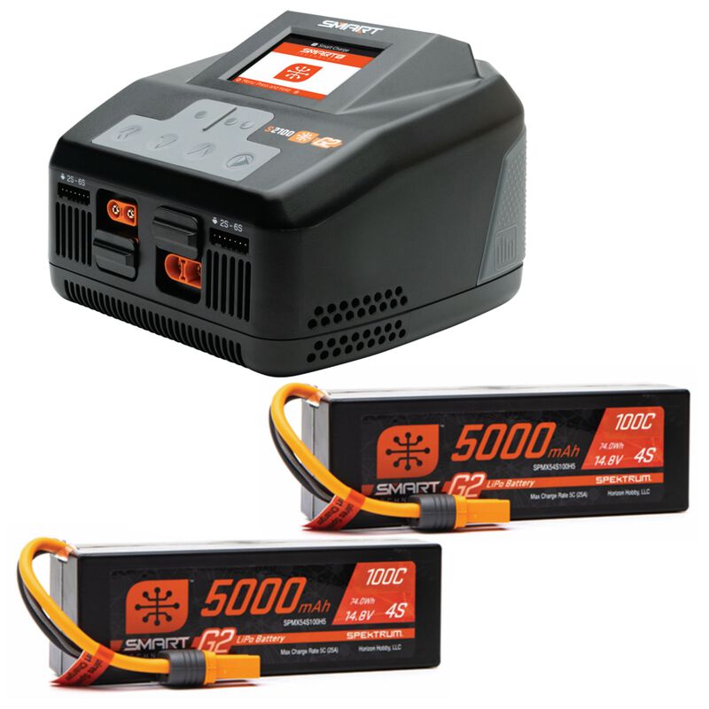 Pro Boat PRB08052+SPMXPSS850 Super Sonicwake 48in 8S Self-Righting Brushless Deep-V RTR plus Smart Powerstage 8S Surface Bundle: (2) G2 5000mAh 4S LiPo IC5 Battery and S2100 Charger (9218212790509)