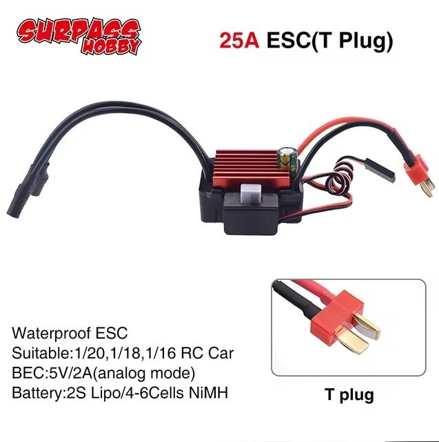 Surpass Hobby SUR-300003-01 Surpass SUR-300003-01 25A Waterproof Electronic Speed Controller