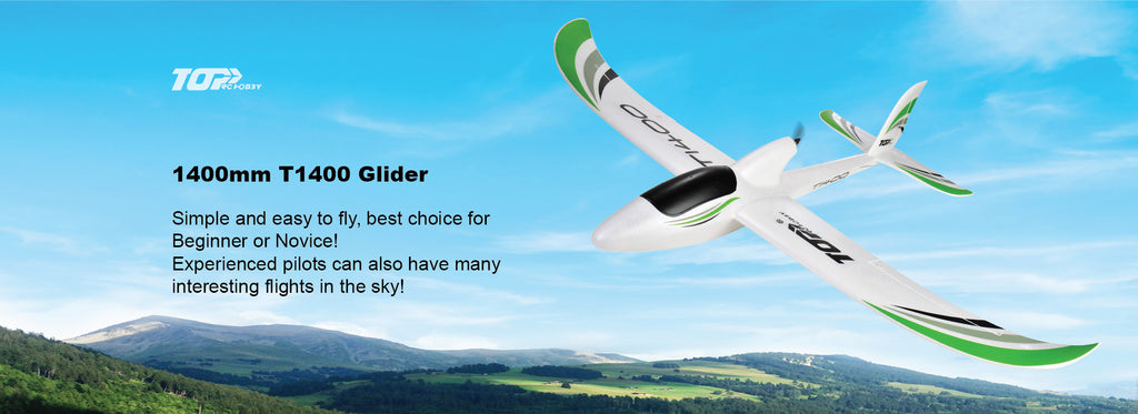 TopRC Hobby T1400RTF 1.4m Electric 4ch + Flight Controller Mode2 RC Glider - TRC1400RTF