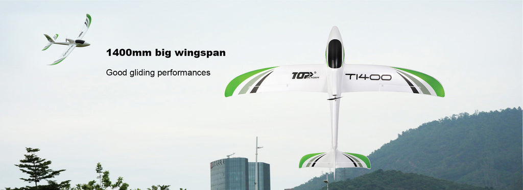 TopRC Hobby T1400RTF 1.4m Electric 4ch + Flight Controller Mode2 RC Glider - TRC1400RTF