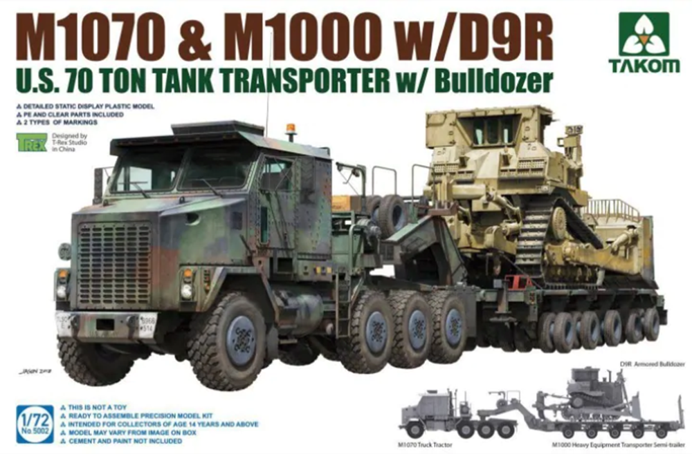 Takom US 70 TON TANK TRANSPORTER W/BULLDOZER