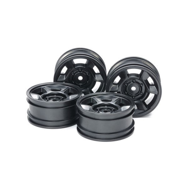 Tamiya 51688 6-Spoke Black Wheels 26mm Wide Offset +4 (CC-02) - 4pcs - Hobby City NZ