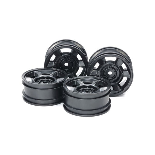 Tamiya 51688 6-Spoke Black Wheels 26mm Wide Offset +4 (CC-02) - 4pcs - Hobby City NZ