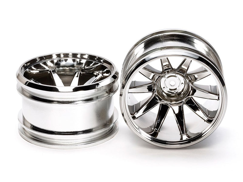Tamiya 54677 GF-01 Chrome 10-Spoke Wheels