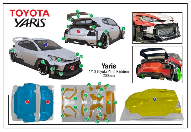 Team C Toyota Yaris Pandem 200mm RC Car Body 1/10 Scale (2)