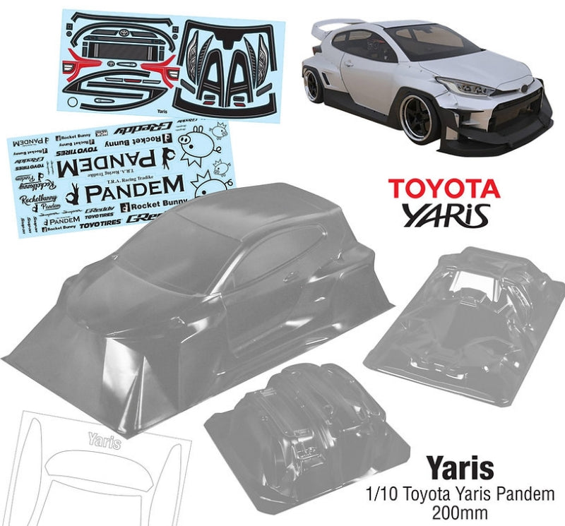 Team C Toyota Yaris Pandem 200mm RC Car Body 1/10 Scale