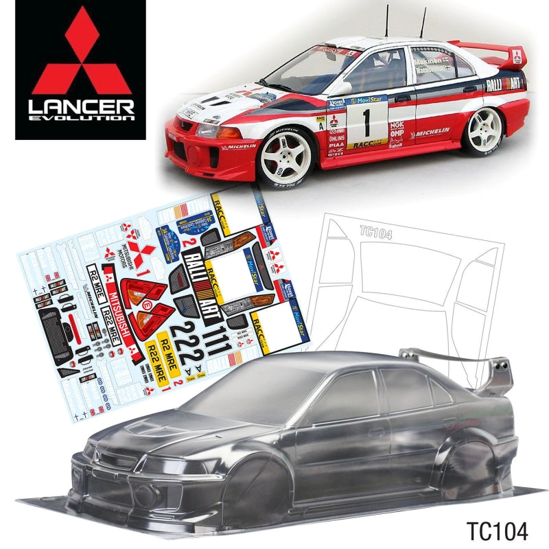 Team C Mitsubishi Lancer Evolution V WRC 190mm Ralliart Decal Sheet RC Car Body 1/10 Scale