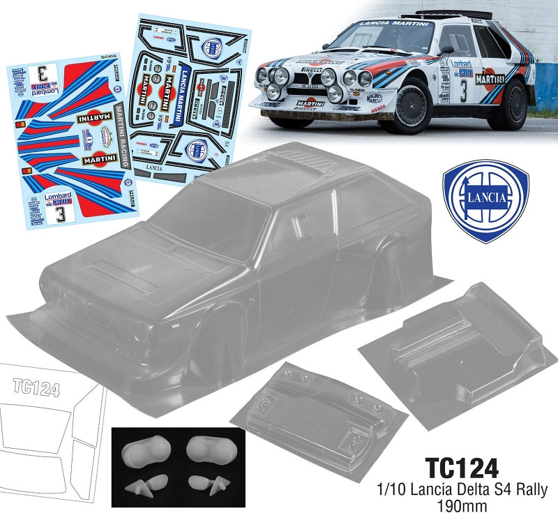 Team C Lancia Delta S4 Rally 190mm RC Car Body 1/10 Scale