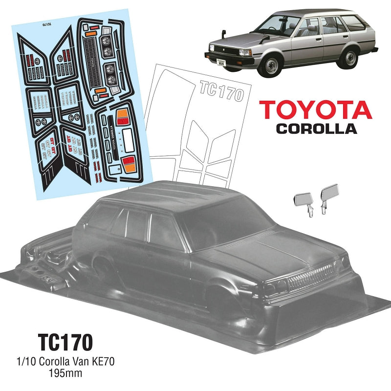 Team C DX Corolla KE70 Van/Station Wagon 195mm RC Car Body 1/10 Scale