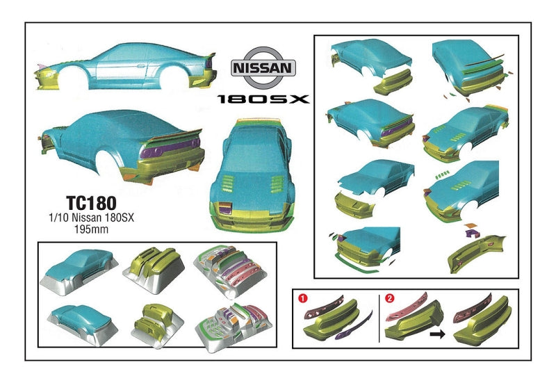 Team C Nissan 180SX 195mm RC Car Body 1/10 Scale (2)