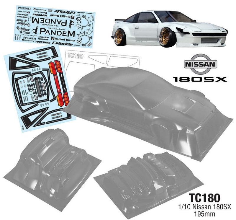 Team C Nissan 180SX 195mm RC Car Body 1/10 Scale