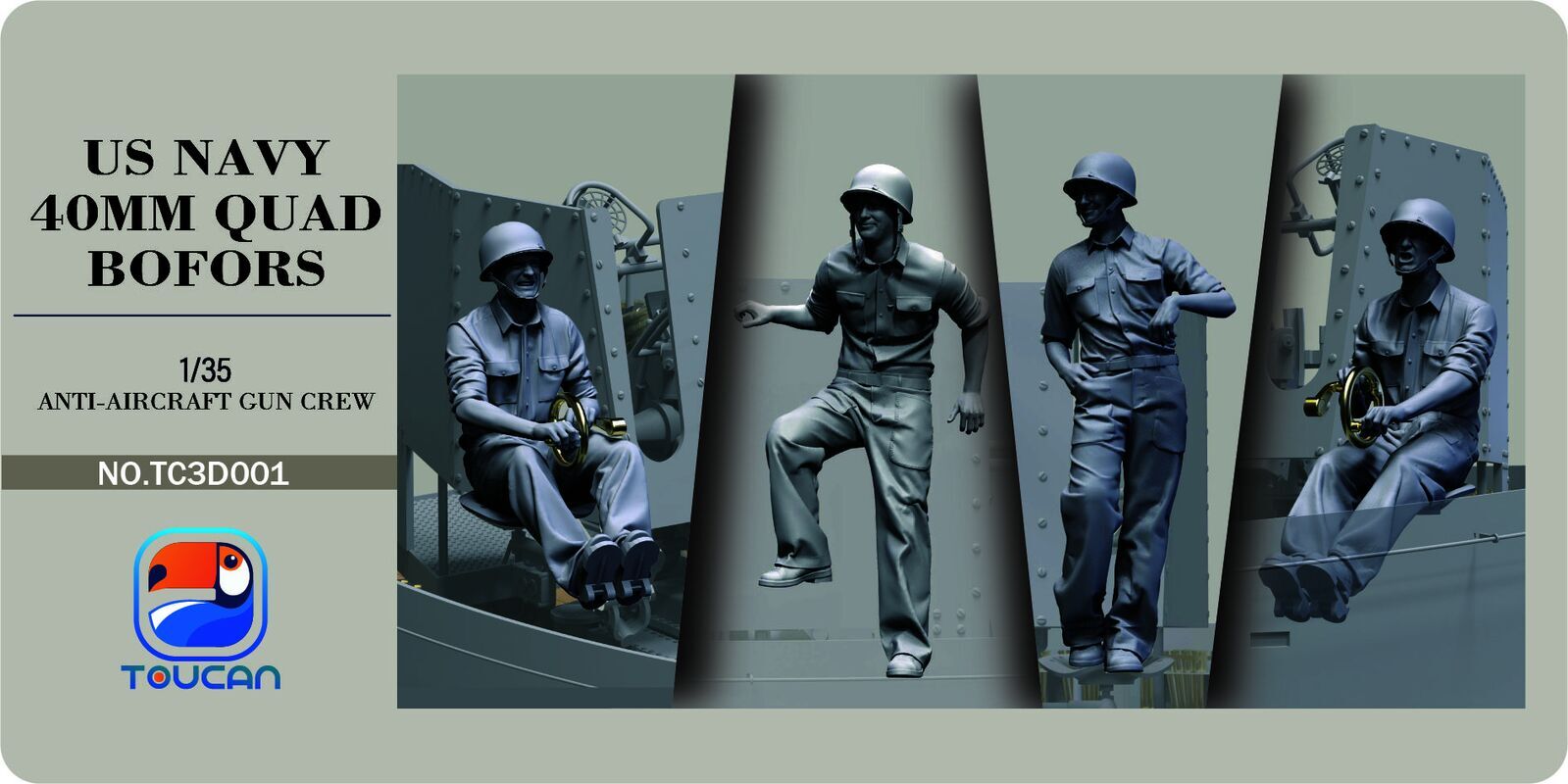 Toucan TC3D001 1/35 ANTI-AIRCRAFT GUN CREW (9120476725485)
