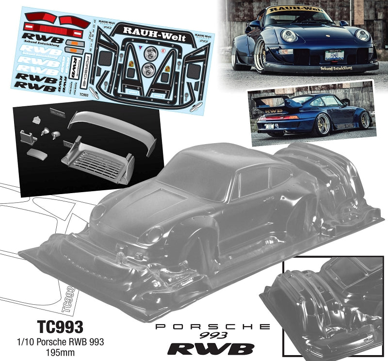 Team C TC993 TC993 1/10 Porsche RWB 993 195mm - Hobby City NZ (8446605197549)