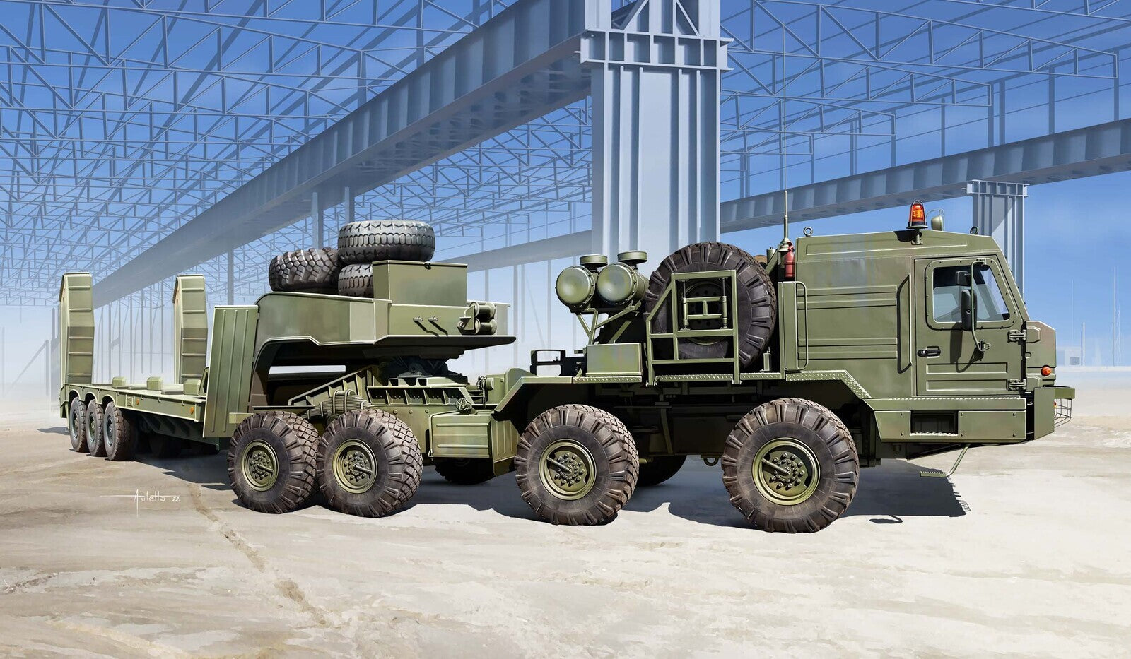 Trumpeter 01086 1/35 BAZ-6403 with ChMZAP-9990-071 trailer (8967476871405)