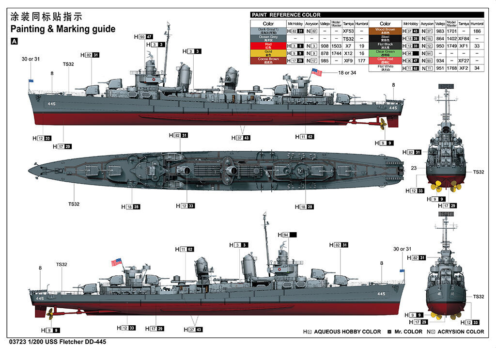 Trumpeter 1/200 USS Fletcher DD-445 (4)