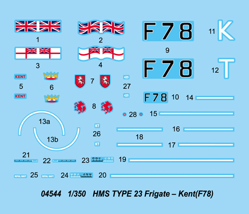 Trumpeter 04544 1/350 HMS TYPE 23 Frigate  Kent(F78) (9120478789869)