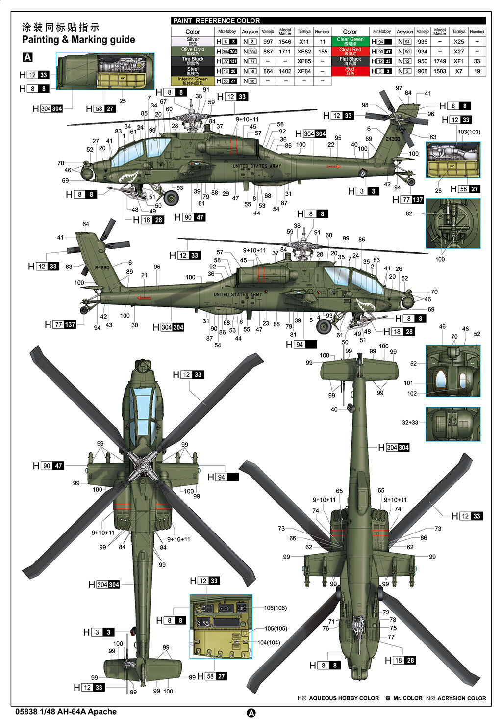 Trumpeter 05838 1/48 AH-64A Apache - Hobby City NZ