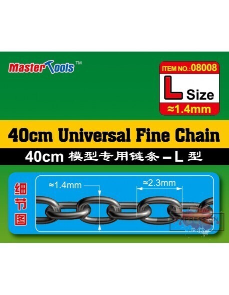 Trumpeter 08008 40CM Universal Fine Chain L Size 1.4mmX2.3mm Modelling Tool - Hobby City NZ (8967483326701)