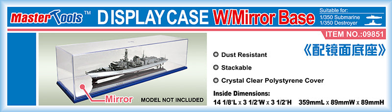 Trumpeter 09851 359x89x89mm WxL Display Case w/Mirror Base (9120482296045)