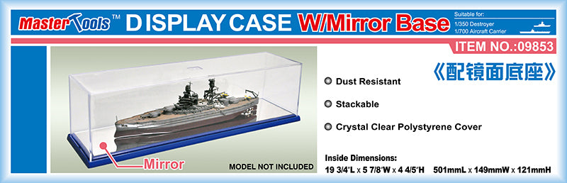 Trumpeter 501x149x121mm WxL Display Case w/Mirror Base