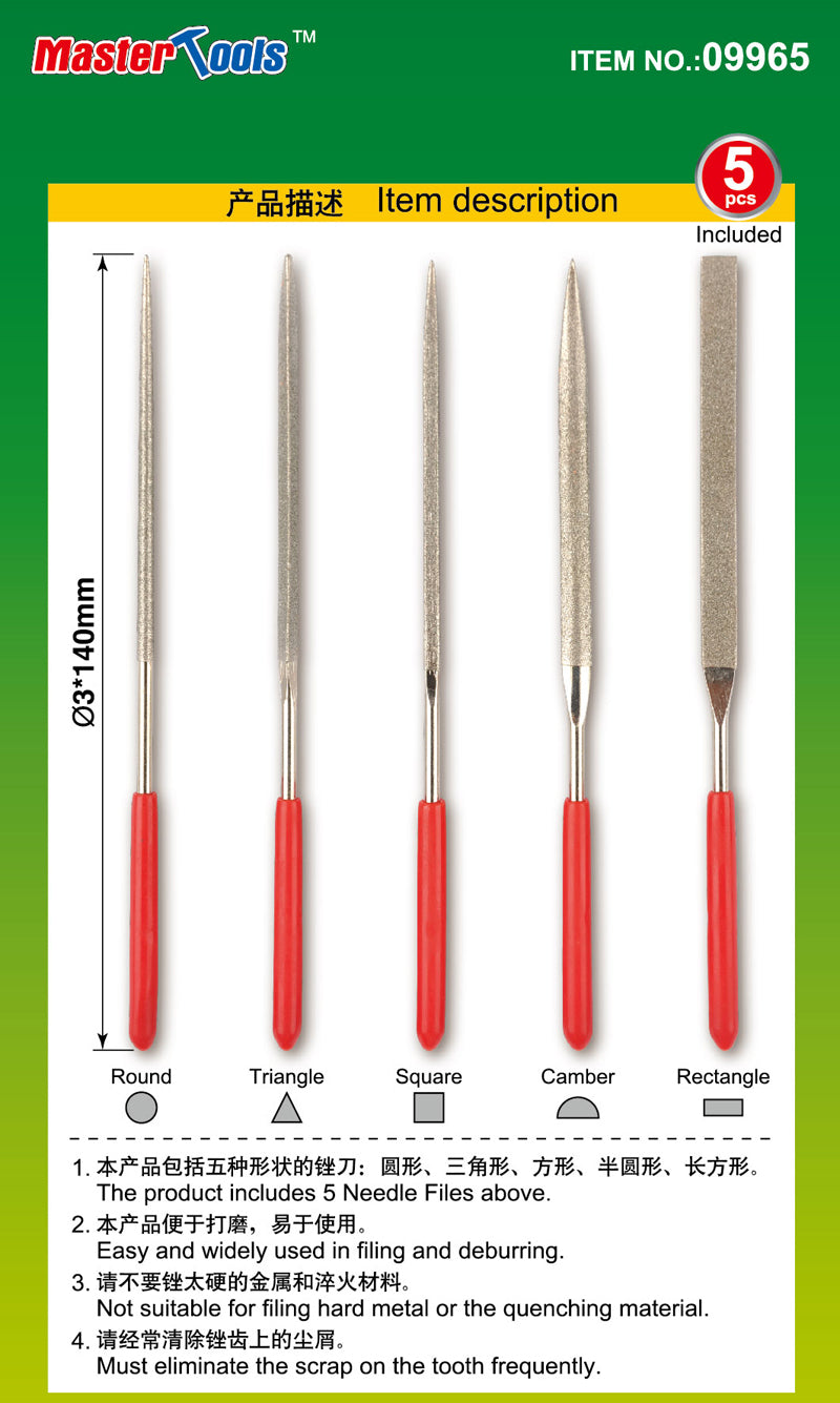 Trumpeter 09965 Assorted diamond files set (Grit size:150#) - f3x140mm - Hobby City NZ