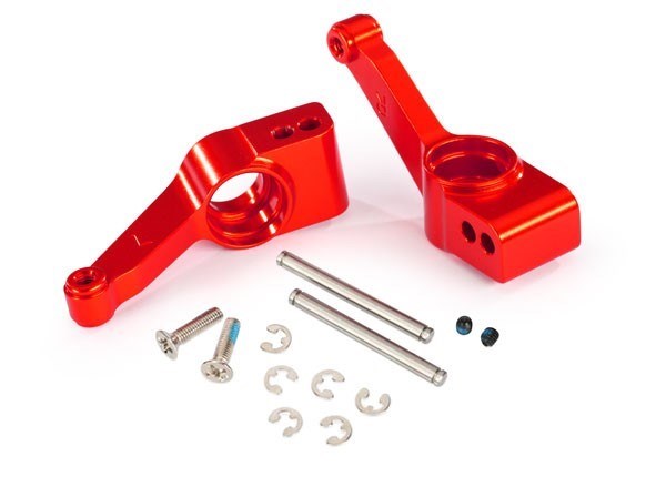 Traxxas 1952A - Carriers stub axle (red-anodized 6061-T6 aluminum) (rear) (left & right)/ 3x32mm hinge pins (2)/ e-clips (6)/ hardware (8827964915949)