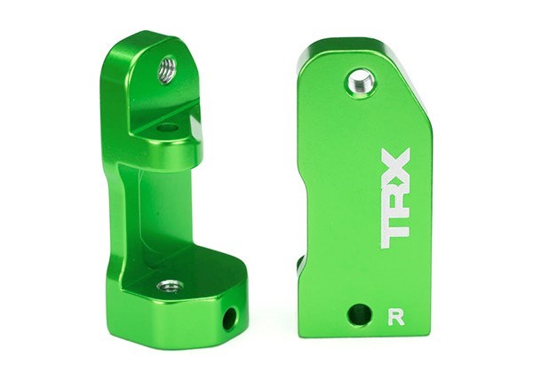 Traxxas 3632G - Caster blocks 30-degree green-anodized 6061-T6 aluminum (left & right)/ suspension screw pin (2) (769152778289)