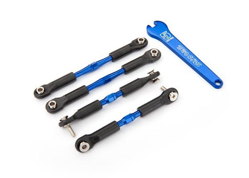 Traxxas 3741A - Turnbuckles aluminum (blue-anodized) camber links front 39mm (2) rear 49mm (2) (assembled w/rod ends & hollow balls)/ wrench - Hobby City NZ
