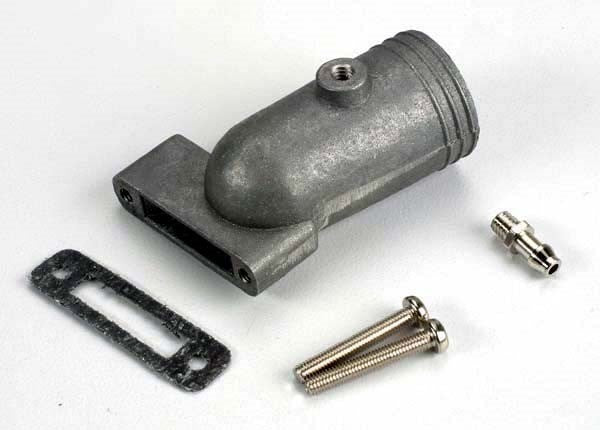 Traxxas 4055 - Exhaust header/ header gasket/ pressure fitting/ fitting gasket/ header screws (2) (769066827825)