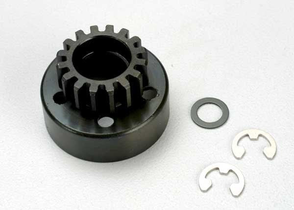 Traxxas 5215 - Clutch Bell (15-Tooth)/5X8X0.5mm Fiber Washer (2)/ 5mm e-clip (requires 5x11x4mm ball bearings part #4611) (1.0 metric pitch) (8827833319661)