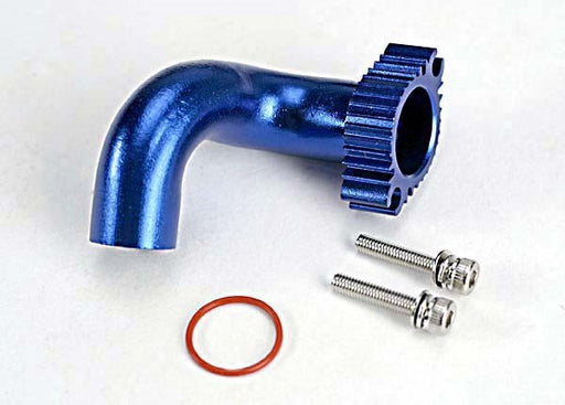 Traxxas 5287 - Header blue-anodized aluminum (for rear exhaust engines only) (TRX 2.5 2.5R 3.3) - Hobby City NZ