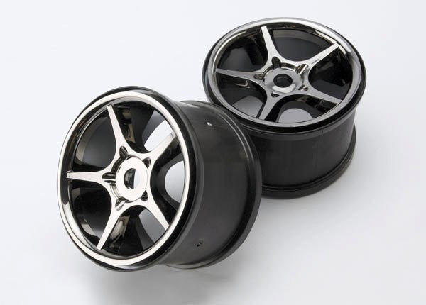 Traxxas 5372X - Wheels Gemini 3.8" (Black Chrome) (2) (Use With 17mm Splined wheel hubs & nuts part #5353X) (769257373745)