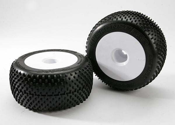Traxxas 5375R - Tires & Wheels Assembled Glued (White Dished 3.8" Whe (769257635889)