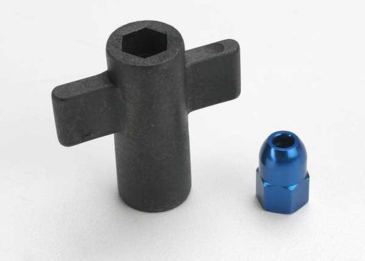 Traxxas 5526 - Antenna crimp nut aluminum (blue-anodized)/ antenna nut tool - Hobby City NZ