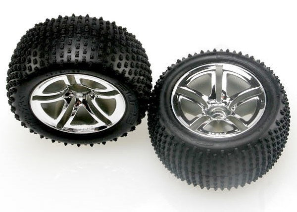 Tires & wheels assembled glued (2.8") (Twin-Spoke wheels Alias tires foam inserts) (nitro rear) (2)