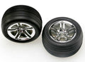 Traxxas 5574R Tires & wheels assembled glued (2.8") (Twin-Spoke wheels Alias ribbed tires foam inserts) (nitro front) (2) (9118029119725)