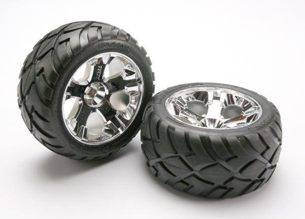Traxxas 5576R - Tires & Wheels Assembled Glued (All-Star Chrome Wheel - Hobby City NZ