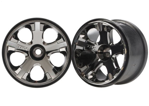 Traxxas 5577A - Wheels All-Star 2.8" (Black Chrome) (Nitro Front) (2) (769262813233)