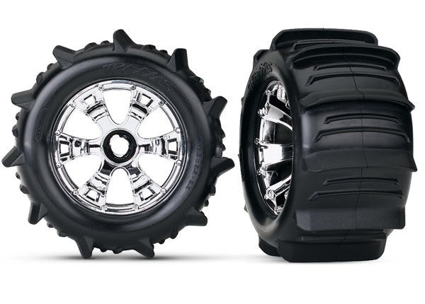 Traxxas 5672 - Tires & Wheels Assembled Glued (Geode Chrome Wheels Pa (769103790129)