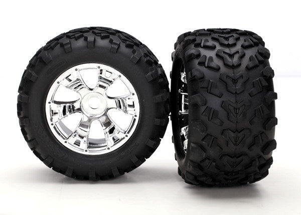 Traxxas Assembled Glued Geode Chrome RC Wheel & Tyre Set